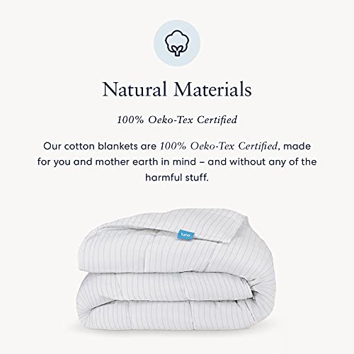 Luna Adult Weighted Blanket - Individual Use - 20 Lbs - 60x80 - Queen Size Bed - 100% Oeko-Tex Cooling Cotton & Glass Beads - USA Designed - Heavy Cool Weight - Grey Striped - Thumbnail 4