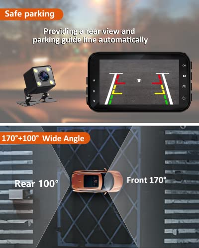 Gmaipop Dash Cam Front And Rear, 1080P Dash Camera For Cars With Sd Card, Dual Dashcams 3" Ips Screen, Dashboard Camera Recorder 170° Wide Angle,Accident Lock,Night Version,Motion Detection #TOP5