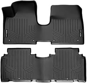 SMARTLINER Custom Fit All Weather 2 Row Black Floor Mat Liner Set Compatible with 2022-2023 Hyundai IONIQ 5
