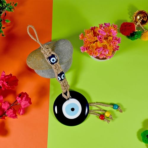 Image of Handmade Evil Eye Hanging with Beads for Home Shop Office for Gool Liuck and Prosperity (3BMR Blue)