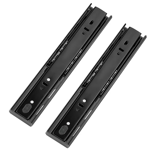 Glissiere pour Tiroir Robustes Avec Fermeture Amortie, Coulisse Tiroir Montage Latéral 250 300 350 400 450 500 550 600mm, Capacité de Charge Jusqu'à 45 KG avec Roulements à Billes, 1 Paire