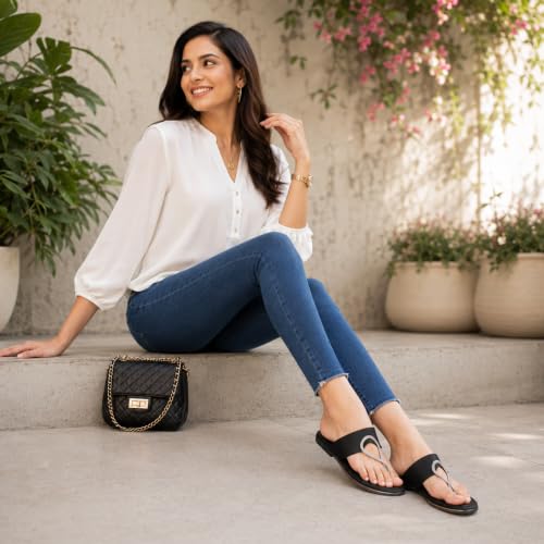 Image of Rivelle Flat Sandal for Women & Girls | Comfortable and Extra Cushioned Insole | Fit for every occasion, Daily, Office, Ethnic and festive