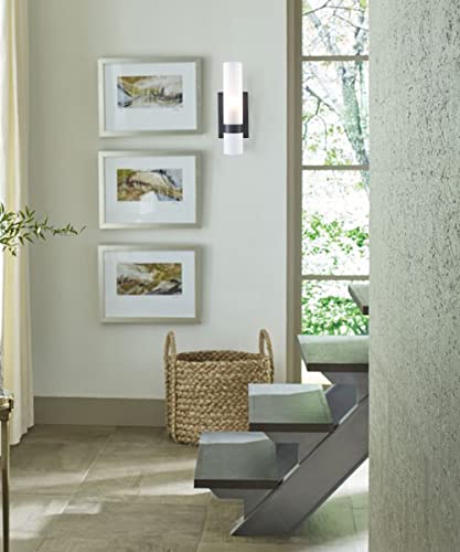 Jeenkae Black Bathroom Light Fixtures Wall Sconce Farmhouse Frosted Glass Cylinder Sconces Wall Lighting, 12-In #TOP3