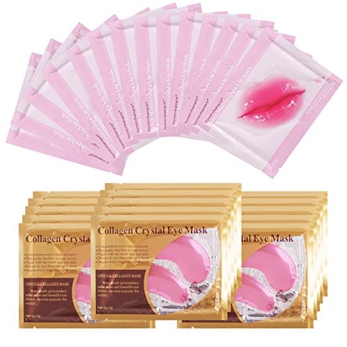 paminify 30 máscaras labiales hidratantes de colágeno de cristal rosa debajo de los ojos, regalo de Navidad para mujeres, antienvejecimiento, removedor de círculos