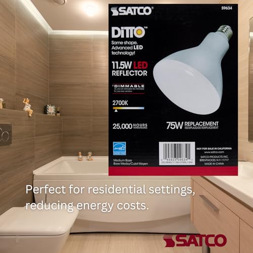 Satco S9634 11.5W BR40 LED Bulb, 2700K Warm White, 940 Lumens, 103 Beam Angle, Dimmable, E26 Medium Base, 6 Pack by Satco - Used condition - Image 6