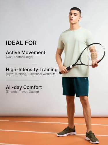 Image of TECHNOSPORT Men Solid Slim Fit Sports Shorts TS Flexi Polyester Mid Rise Drawstring Shorts Pant for Men Pockets Gym Workout Running Joggers Casual Quick Dry