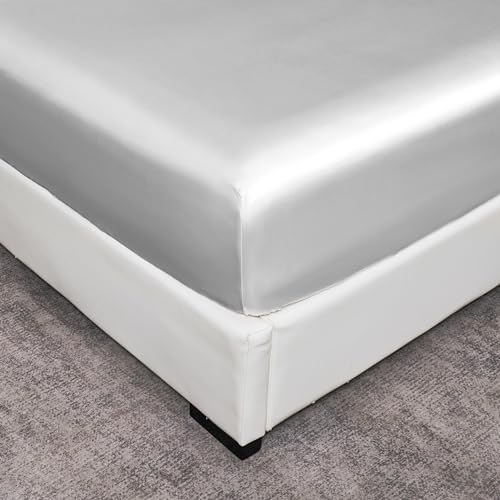 Drap-housse en satin blanc grands bonnets matelas épais