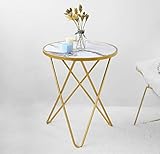 Diseño único: naturaleza nórdica, esta es una mesa auxiliar multifuncional, tablero de mesa de mármol texturizado, patas de mesa triangulares únicas, que se pueden colocar en cualquier lugar que desee, embellecer el estilo de su hogar.