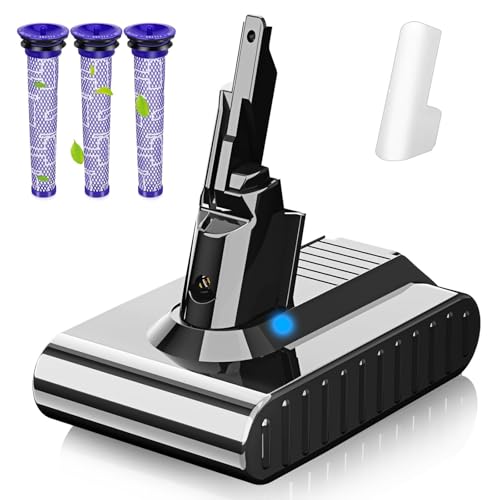 V7 6.0Ah/6000mAh Batteria di ricambio per Dyson V7 Animal, Cord-Free, Extra, Fluffy, Mattress Aspirapolvere Motorhead, SV11, Trigger+ Pro Car+Boat + 3 filtri