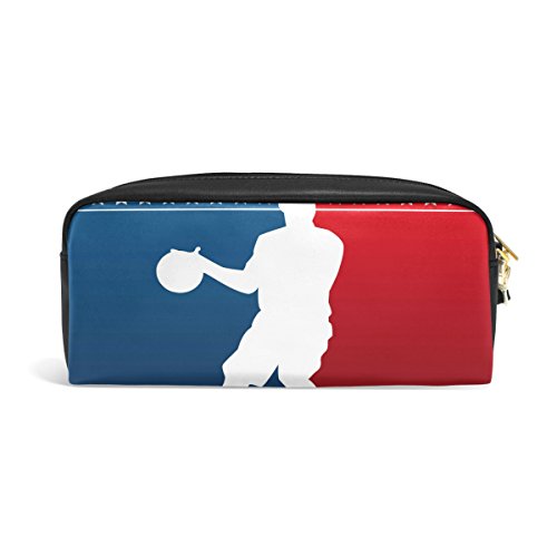 Domoko Trousse à crayons en cuir synthétique avec motif ballon de basket-ball Cover