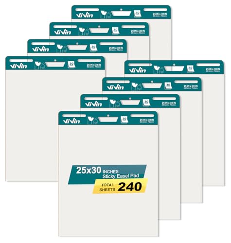 ViVin 25x30 inch easel pad, 30 sheets per pad, 8 pads