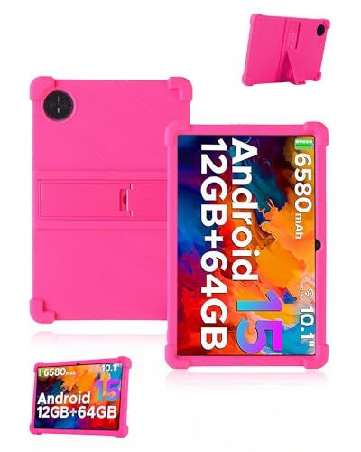 Coque silicone souple Doogee Tab A9 Pro 10.1" 2025 pour enfant avec support rose