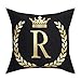 BLEUM CADE Black Pillow Cover Throw Pillow Case English Alphabet R Throw Pillow Case Modern Cushion Cover Square Pillowcase Decoration for Sofa Bed Chair Car