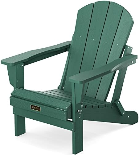 SERWALL Folding Adirondack Chair Patio Chairs Outdoor Chairs Painted Adirondack Chair Weather Resistant for Patio Deck Garden, Backyard Deck, Fire Pit & Lawn Furniture Porch and Patio Seating- Green