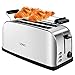 Produktbild OZAVO Automatik Toaster Langschlitz, Toaster 4 Scheiben, 7 einstellbare Bräunungsstufen + Auftau- & Aufwärmfunktion, integrierter Brötchenaufsatz, herausziehbare Krümelschublade - Edelstahl