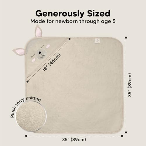 Image of KeaBabies Hooded Baby Towel for Newborn, Baby Bath Towels (Alpaca, 35x35) | Viscose Derived from Bamboo, Large Baby Towels with Hood, Boys, Girls, Toddler, Soft Absorbent Baby Bath Essentials