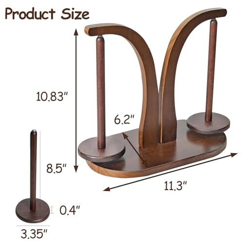 Image of Yarn Holder for Knitting and Crocheting,Wooden Magnetic with Two Yarn Balls Wooden Yarn Spinner for Crochet Magnetic Yarn Holder with 2 Spindles for Knitting Lovers, Crochet Accessories