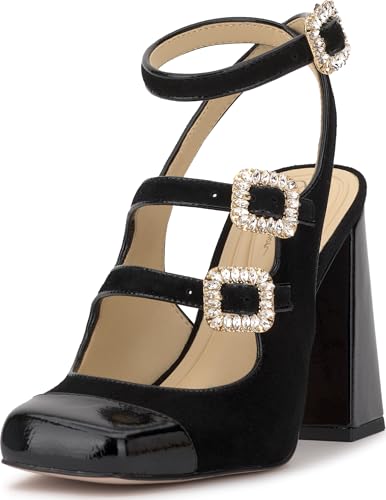 Jessica Simpson Lymen Strappy Embellished Buckle Pump, Black, 12
