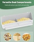 Pawfly 2 Pack Bird Feeder for Cage Hanging Plastic Feeder with Hooks Water Dispenser with Perches Bird Water Feeder for Cage Parrot Food Bowl for Parakeet Cockatiel Canary
