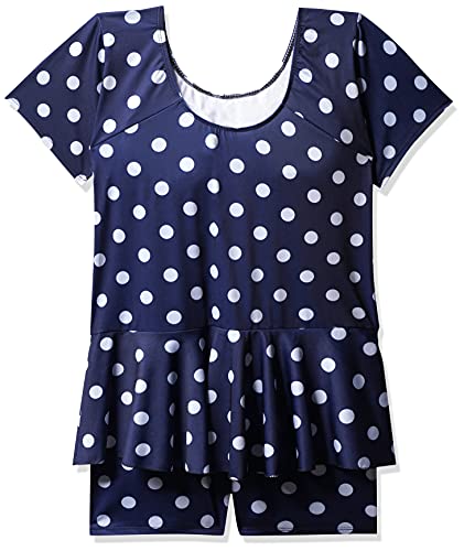 Image of I-SWIM LADIES COSTUME IS-103 NAVY /WHITE DOTS SIZE 2XL WITH GOGGLES SILICON JOINTLESS WITH BOX BLUE