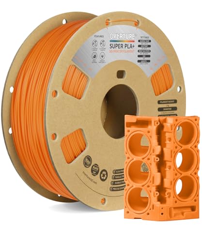 Image of OVERTURE Super PLA+ Filament 1.75mm, Toughness Enhanced PLA Plus | Professional Toughness 3D Printer Filament 1kg (2.2lbs), High Precision + /- 0.02mm, Fit Most FDM Printer (Orange)