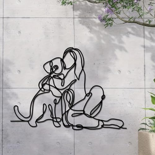 Generisch Hund Metall Wanddekoration, moderne Kunsthandwerk Eisen, minimalistische abstrakte Hunde-Wandkunst für Frauen