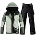 HOTIAN Herren Ski Jacke und Hosen Set Atmungsaktiv Skianzug Wasserdicht Winter Winddicht Schneeanzug mit Abnehmbare Kapuzen Snowboard Sets LGR+BK M