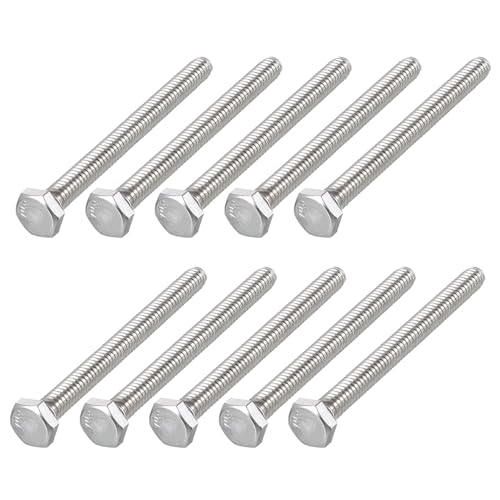 Image of METALLIXITY Hex Head Bolts (1 /4-20 x 2-3 /4 inch) 10Pcs, 304 Stainless Steel 18-8, Fully Threaded, External Hex Drive, Plain Finish, Hex Head Screw Bolt, Silver