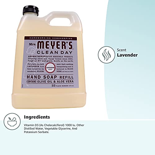 Mrs. Meyer's Hand Soap Refill, Made With Essential Oils, Biodegradable Formula, Lavender, 33 Fl. Oz #TOP5