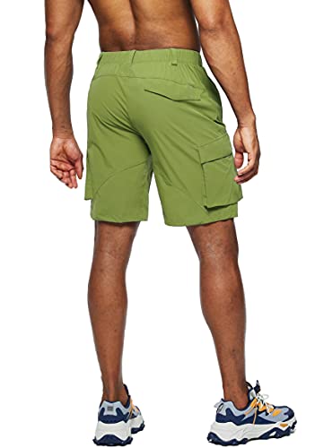 Pudolla Men's Hiking Cargo Shorts Quick Dry Outdoor Travel Shorts For Men With Multi Pocket For Fishing Camping Casual (Army Green Large) #TOP2