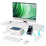 NIFBANG Monitorständer,HöHenverstellbar Monitor Erhöhung Schreibtisch Erhöhung Monitor Stand mit Handyhalterung Ergonomisch Desktop Bildschirmerhöhung Ständer für Computer,Laptops,PC,TV (Weiß)