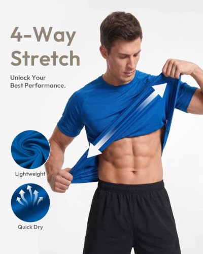 Image of Workout Shirts for Men Short Sleeve Quick Dry Gym T Shirt | Moisture Wicking, Lightweight, Breathable, Athletic, Active, Running, Casual, Multipack