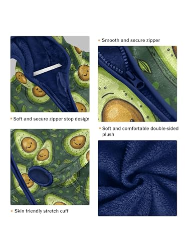 Green Avocado Cute Girls Fleece Jacket Girls Fall Jacket Boys Coats Zip Up Hoodie Children Sherpa Warm Outerwear 2-10T3