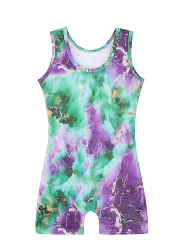 Image of HOZIY Gymnastics Leotards for Girls with Shorts Toddlers Biketards Rainbow Unicorn Dinosaur Mermaid Leopard Flower Galaxy