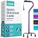 Vive Quad Cane - Walking Stick for Men and Women - Lightweight Adjustable Staff - Comfortable Right and Left Hand Grip for Stability Support - Four Prong Sturdy Aluminum Travel Aid - 4 Tip