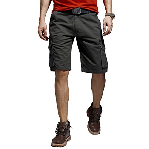 qingduomao Men's Premium Twill Cargo Shorts 13-Inch Relaxed-Fit Multi-Pocket Casual Short Army Green