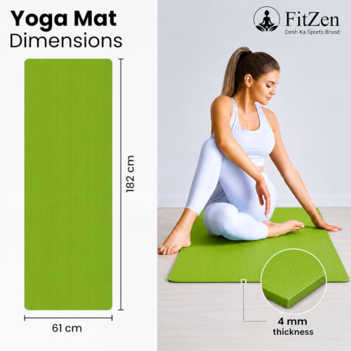 Image of 6mm EVA Yoga Mat with Carry Strap, Non-Slip Exercise & Workout Mat for Yoga, Pilates, Stretching, Meditation, Home Gym (Green)