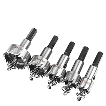 Flintronic Set di seghe a tazza HSS，HSS Sega a Tazza in Acciaio Ad Alta Velocità，Seghe a Tazza Metallo HSS per Acciaio Cobalto/Set di 5 frese 16+18,5+20+25+30 mm per Lega Cobalto…