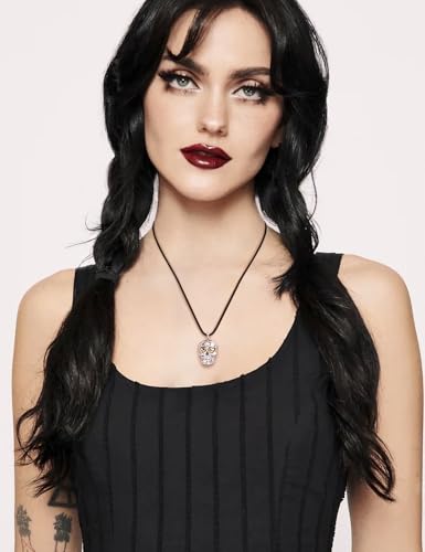 WOWORAMA Black Gothic Necklace for Women Halloween Skull Snake Black Moon Necklace Dark Punk Witch Heart Necklace Goth Halloween Jewelry