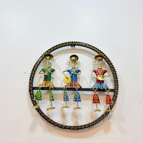 Image of Framing Hub - Handcrafted Metal Wall Art Musician Doll Frame for Home Decor | Traditional Tribal Musical Wall Hanging for Living Room, Office & Hall