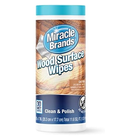 MiracleWipes for Wood Surfaces, Remove Dirt and Grime Buildup, Clean, Protect, and Polish Cabinets, Furniture, and Wood Floors, Great for Kitchen and Bathroom Cleaning Support - 30 Count Cover