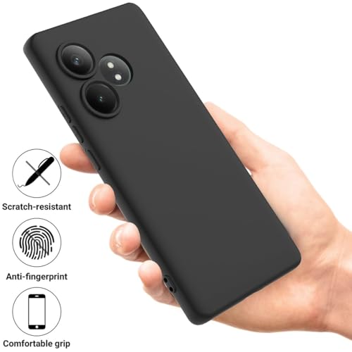 Image of for [ Realme GT 6T 5G ] Liquid Silicone Back Case Cover Flexible |Inner Lining| with Camera Protection Back Cover for [ Realme GT 6T 5G ] - Black