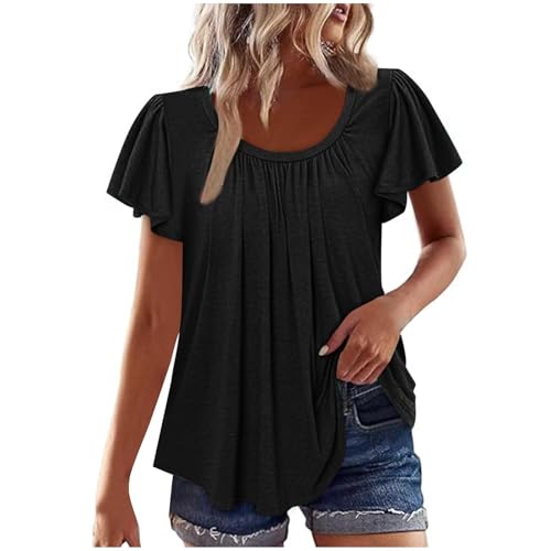 Women Tshirts Short Sleeve Tops Tee for Women Crew Neck Loose Fit Ruched Fall Summer Shirts 2025 Trendy Y2K
