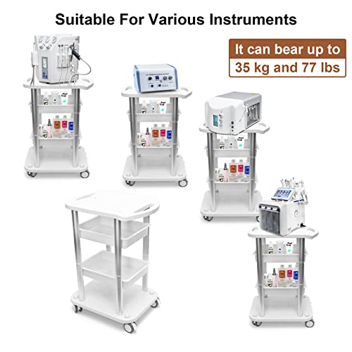 Elitzia Facial Trolley 2 Piece Per Set 4 Shelf Abs Aluminum Silver Frame Beauty Salon Spa Organizer Trolley Styling Pedestal Rolling Cart 80 Pounds Weigh Capacity Ettro5S (2Pcs Silver Cart) #TOP5