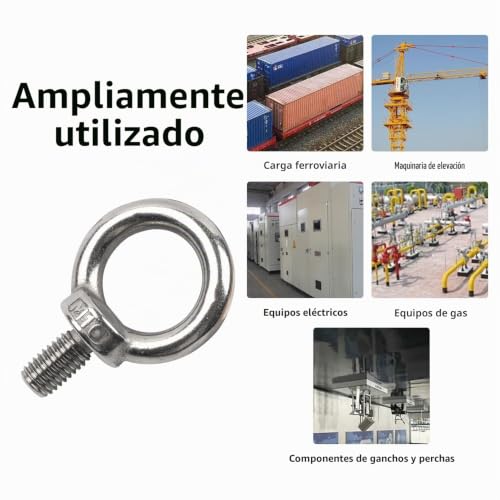 Miniatura 5 de 21 Piezas De Pernos Con Ojo M6, Perno Con Anillo, Anillos Con Rosca, Rosca Macho De Acero Inoxidable 304 Perno Con Ojo, Para Perno Con Ojo Para Fijación Y Suspensión
