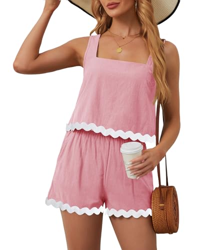 Ensemble lin 2 pièces femme short taille haute et crop top d'été