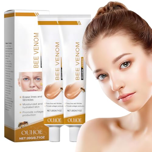 EIHI 2 Stück Bienengift Anti-Falten-Creme mit Botox-Effekt-Bee cream bienengiftsalbe, Intensive Faltenreduktion für Gesicht & Hals-Venom Formel-Feuchtigkeitsspendend & Straffend