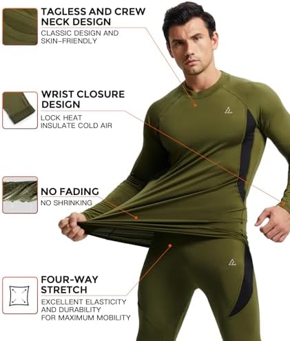 CL convallaria Thermal Underwear Long Johns Set Mens Winter Gift Hunting Gear Sport Base Layer Bottom Top - Image 2