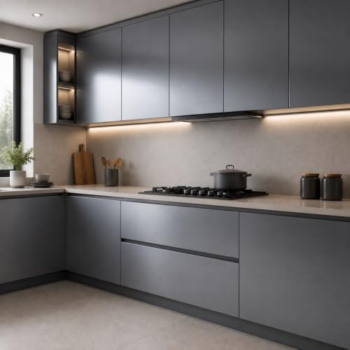 Image of HOME13 Dark Grey Peel and Stick Wallpaper Self Adhesive Wallpaper Waterproof Vinyl Matte Grey Contact Paper for Bedroom, Wallcovering, Countertops (20x200 Inch)