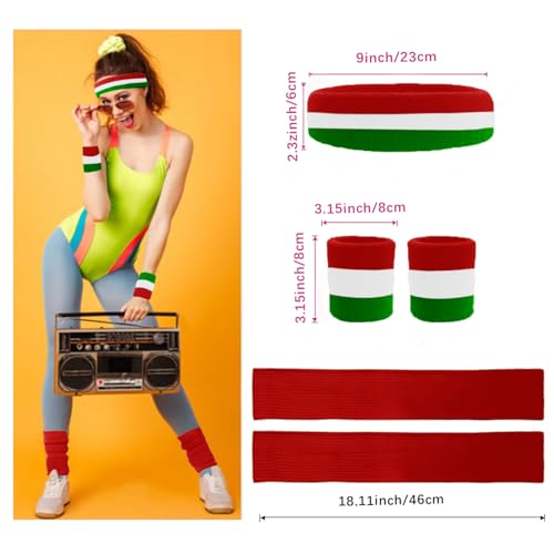 Image of v28 Neon Leg Warmers Set for women Headband Sweatbands Wristbands 80s 90s Pink Running Fanny 80's Plus Size Costumes Pack
